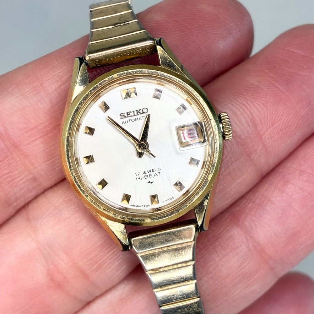 Vintage Seiko Automatic Watch 2205-0259 10K RGP Hi-Beat 17 Jewels Gold Tone